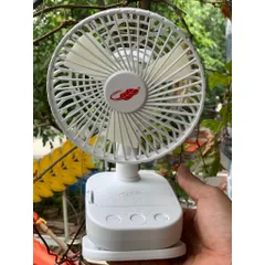 Quạt Gongtian F15B kẹp để bàn tiện lợi , siêu mạnh sử dụng 2 pin 18650 tháo rời kèm theo,động cơ ko chổi than siêu êm ái