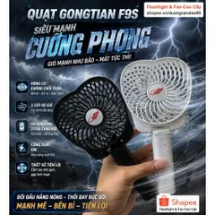 Quạt Gongtian F9S , siêu mạnh giông bão , động cơ không chổi than , sử dụng pin 21700 tháo rời đi kèm , quạt gập 180 độ