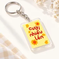 Móc Khóa Mica Trong Suốt “Cười Nhiều Lên” Họa Tiết Hoa Vàng Dễ Thương, Treo Balo Túi Xách, Chìa Khóa