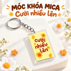 Móc Khóa Mica Trong Suốt “Cười Nhiều Lên” Họa Tiết Hoa Vàng Dễ Thương, Treo Balo Túi Xách, Chìa Khóa