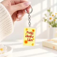 Móc Khóa Mica Trong Suốt “Cười Nhiều Lên” Họa Tiết Hoa Vàng Dễ Thương, Treo Balo Túi Xách, Chìa Khóa