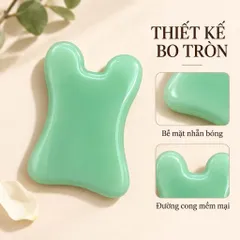 Đá Massage Mặt Gua Sha Xanh, Dụng Cụ Massage Cầm Tay Bo Tròn Chăm Sóc Da