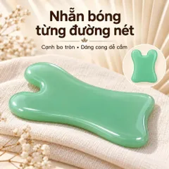 Đá Massage Mặt Gua Sha Xanh, Dụng Cụ Massage Cầm Tay Bo Tròn Chăm Sóc Da