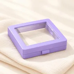 ộp Trưng Bày Trang Sức Màng Trong Suốt Màu Tím Pastel, Khung Vuông Đựng Nhẫn Khuyên Tai