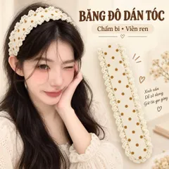 Băng đô dán tóc chấm bi viền ren màu kem dễ sử dụng giữ tóc gọn gàng
