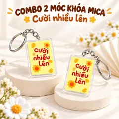 Combo 2 Móc Khóa Mica Cười Nhiều Lên Hoa Vàng Dễ Thương, Phụ Kiện Treo Balo Túi Xách, Móc Chìa Khóa