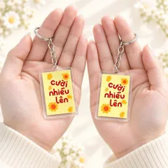 Combo 2 Móc Khóa Mica Cười Nhiều Lên Hoa Vàng Dễ Thương, Phụ Kiện Treo Balo Túi Xách, Móc Chìa Khóa