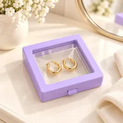 Hộp Đựng Trang Sức Trong Suốt Khung Tím, Hộp Đựng Nhẫn Bông Tai Dây Chuyền