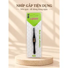 Nhíp Nhổ Lông Lucky Đầu Vát Chéo – Nhíp Gắp Lông Mày Cán Đen, Nhỏ Gọn Dễ Cầm