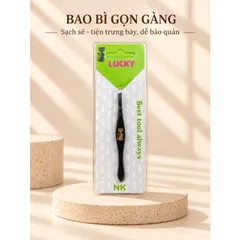 Nhíp Nhổ Lông Lucky Đầu Vát Chéo – Nhíp Gắp Lông Mày Cán Đen, Nhỏ Gọn Dễ Cầm