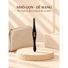 Nhíp Nhổ Lông Lucky Đầu Vát Chéo – Nhíp Gắp Lông Mày Cán Đen, Nhỏ Gọn Dễ Cầm