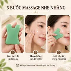 Đá Gua Sha Massage Mặt Màu Xanh, Dụng Cụ Chăm Sóc Da Cầm Tay Dáng Cong