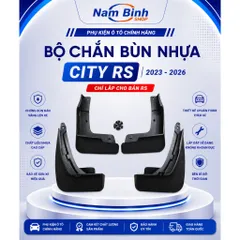 Bộ chắn bùn nhựa xe Honda City Rs 2023-2026 chất liệu nhựa dẻo cao cấp, tặng kèm ốc vít.(Chỉ lắp cho bản RS)