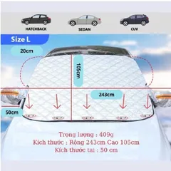 Bạt Che Nắng Kính Lái Ô Tô 4 Lớp Có Tai Gương Cao Cấp - Cách Nhiệt Chống Nóng Hiệu Quả