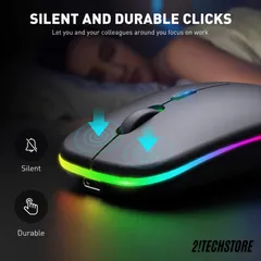 Chuột Không Dây HP W10 Dual Mode - Chuột Pin Sạc USB-C, Kết nối USB + Bluetooth 5.0, Có Đèn LED RGB.