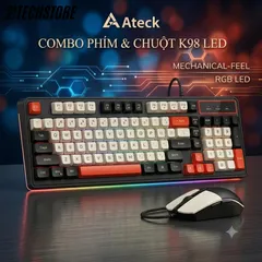 COMBO Phím Giả Cơ Và Chuột Ateck K98 Có Dây Cổng USB - Phím Chơi Gaming LED RGB Nhẹ Rõ Nét Cao Cấp.