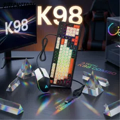 COMBO Phím Giả Cơ Và Chuột Ateck K98 Có Dây Cổng USB - Phím Chơi Gaming LED RGB Nhẹ Rõ Nét Cao Cấp.