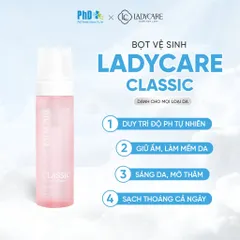 Ladycare Classic – Bọt vệ sinh dịu nhẹ giúp làm sạch, dưỡng ẩm và cân bằng pH tự nhiên, chai 90ml
