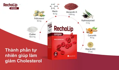 RECHOLIP COMPLEX - Viên Uống Hỗ Trợ Giảm Mỡ Máu, Hạ Cholesterol & Bảo Vệ Gan, Hộp 30 viên, Việt Nam