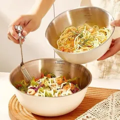 Âu trộn inox 304 cao cấp Uyiku đa năng có vạch chia dung tích size 19/22/24 cm