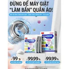 Bột tẩy lồng máy giặt Uyiku Nhật Bản không cần ngâm, diệt khuẩn sạch cặn hộp 3 túi 130g