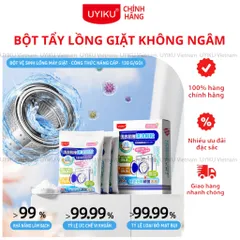 Bột tẩy lồng máy giặt Uyiku Nhật Bản không cần ngâm, diệt khuẩn sạch cặn hộp 3 túi 130g