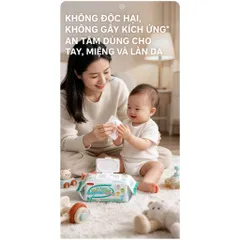 [GÓI 80] Khăn ướt cho bé sợi thực vật mềm mịn Uu-moonma nhập khẩu cao cấp