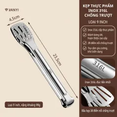 Kẹp thức ăn inox 316 cao cấp nhập khẩu chống trượt 29cm