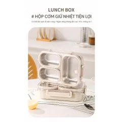 Hộp cơm giữ nhiệt inox 304 Uyiku cao cấp chia ngăn chống tràn, dùng được lò vi sóng