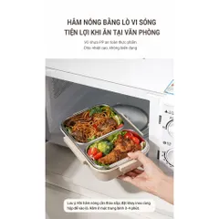 Hộp cơm giữ nhiệt inox 304 Uyiku cao cấp chia ngăn chống tràn, dùng được lò vi sóng