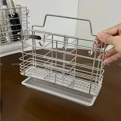 Ống đựng đũa Uyiku inox 304 cao cấp 3 ngăn có khay hứng nước