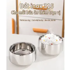 Bát ăn cho bé inox 316 cao cấp Uyiku 3 lớp chống nóng, chống rơi vỡ