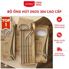 Bộ ống hút inox 304 Uyiku Nhật Bản cao cấp kèm que cọ rửa