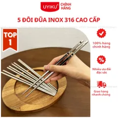 [5 ĐÔI] Đũa inox 316 cao cấp Uyiku chống trượt tiện lợi