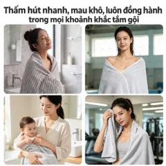 Khăn tắm nhung san hô Uyiku Nhật Bản siêu thấm, mềm mịn size 140*70 cm