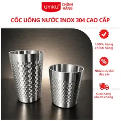 Cốc nước inox 304 Uyiku cao cấp 2 lớp vân tổ ong chống trượt