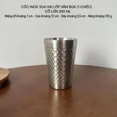 Cốc nước inox 304 Uyiku cao cấp 2 lớp vân tổ ong chống trượt