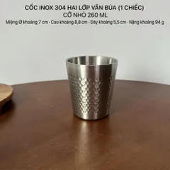 Cốc nước inox 304 Uyiku cao cấp 2 lớp vân tổ ong chống trượt
