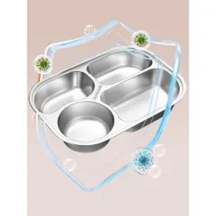 Khay ăn cho bé inox 316L Uyiku cao cấp kháng khuẩn chia ngăn tiện lợi