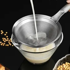 Rây lọc inox 304 nguyên khối cao cấp có tay cầm, lọc cháo, lọc bột đa năng