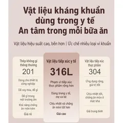 Khay ăn cho bé inox 316L Uyiku cao cấp kháng khuẩn chia ngăn tiện lợi