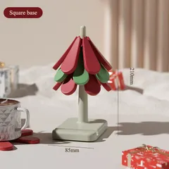 Miếng lót cách nhiệt silicon cao cấp Uyiku, miếng lót cốc, lót nồi decor hình cây thông noel