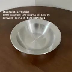 Đĩa sâu lòng inox 304 cao cấp sang trọng, bo viền dày dặn chống hoen gỉ size 20cm