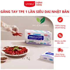 Găng tay TPE dùng 1 lần siêu dai UYIKU Nhật Bản đa năng không bột, an toàn, tiện lợi hộp 100 cái