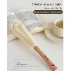 Cọ vệ sinh chai lọ UYIKU Nhật Bản cán gỗ sồi dài dễ dàng cọ rửa, chống xước