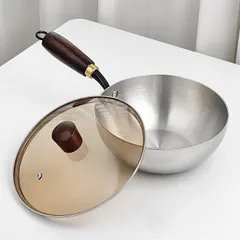 Chảo sâu lòng inox 304 cao cấp nhập khẩu tay cầm gỗ chống nóng size 20cm