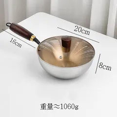Chảo sâu lòng inox 304 cao cấp nhập khẩu tay cầm gỗ chống nóng size 20cm