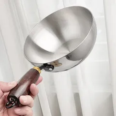 Chảo sâu lòng inox 304 cao cấp nhập khẩu tay cầm gỗ chống nóng size 20cm