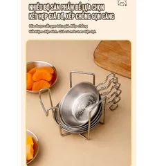 Chén đựng nước chấm Uyiku inox 304 2in1 kiểu Hàn Quốc, bát đựng sốt, gia vị có giá đỡ đũa
