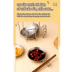 Chén đựng nước chấm Uyiku inox 304 2in1 kiểu Hàn Quốc, bát đựng sốt, gia vị có giá đỡ đũa